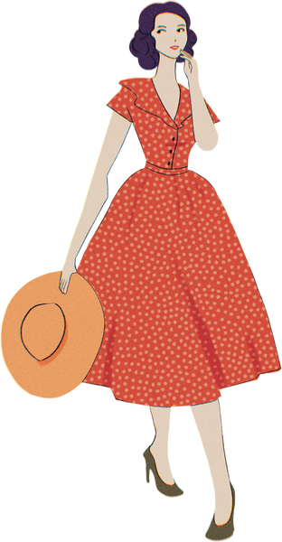 Textured Woman in Fifties Dress