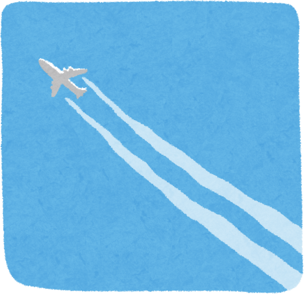 Illustration of Airplane with Contrails in Blue Sky