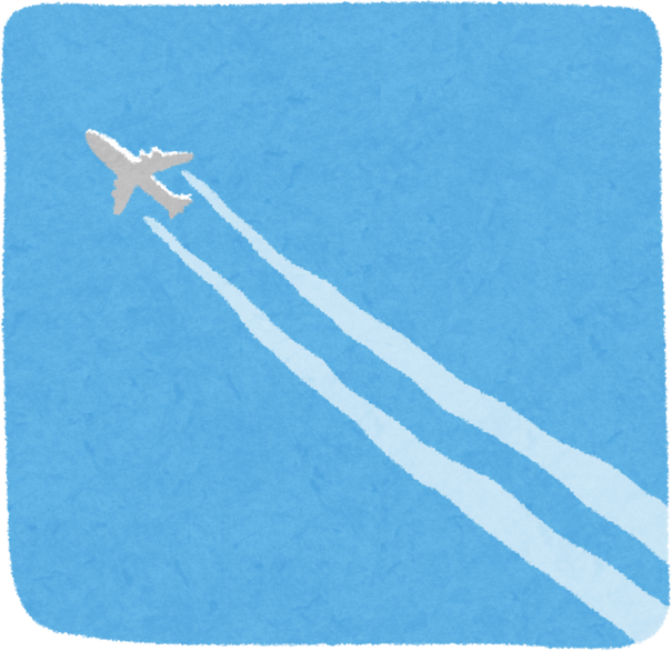 Illustration of Airplane with Contrails in Blue Sky